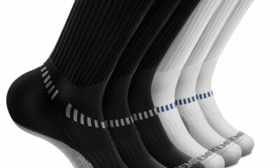 BULLIANT Compression Socks for Men 6Pairs, Athletic Crew Socks Cushioned For Men Sports Running-Arch Support 11-13 6pairs-black/White 2737 product image