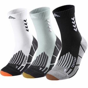 Compression Crew Running Socks: Athletic Socks for Men Women with Cushion,3 Pairs Work Hiking Basketball Sport Socks 13-16 A-white Gray Black-3pairs product image