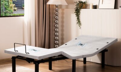 Fromann Adjustable Electric Twin XL Bed Base Frame with Massage, USB Type-C Ports, Zero Gravity, Under Bed Led Lighting and Three Leg Height (with Synchronization Connector) (Grey) product image