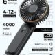 Portable Handheld Fan, Portable Fan Rechargeable, 4000mAh, 180° Adjustable, 6 Speed Wind, Display Electricity in Real Time, USB Rechargeable Foldable F an, Quiet Personal Fan as Power Bank Black product image