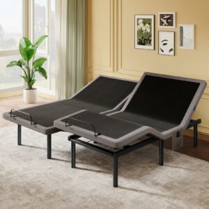 AMADA HOMEFURNISHING Split King Adjustable Bed Frame with Zero Gravity