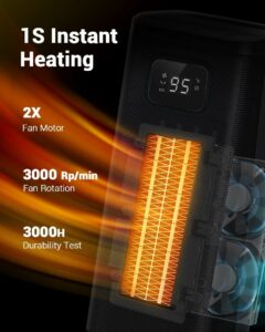 KopBeau 1500W Oscillating Ceramic Tower Heater