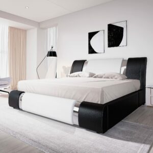 Allewie King Platform Bed with Adjustable Headboard