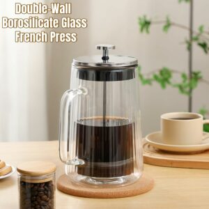 CHDEXU 34oz Double Wall Glass French Press Coffee Maker