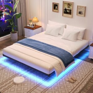 Awesofurni Queen Floating Bed Frame with LED Lights