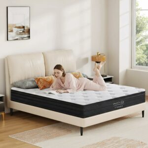 KISLOT 10-Inch 5-Zone Pocket Spring Hybrid Mattress