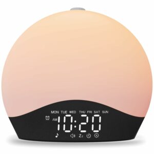 JALL Sunrise Alarm Clock with 25 Sounds, 17 Night Lights, Bluetooth Speaker