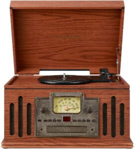 Crosley CR704B-PA Musician 3-Speed Turntable with Radio, CD/Cassette Player, Aux-in and Bluetooth, Paprika Bluetooth (new version) Paprika product image
