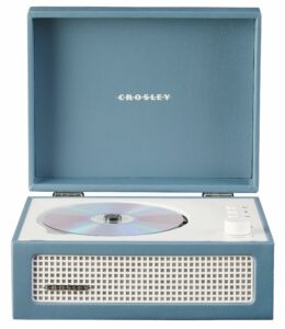 Crosley CR3517A-WB Voyager Retro Portable CD Player with Stereo Bluetooth Speakers and FM Radio, Washed Blue product image