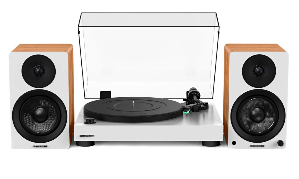 Fluance RT81 Elite High Fidelity Vinyl Turntable (White) with Ai41 Powered 5" Stereo Bookshelf Speakers (Lucky Bamboo), Diamond Stylus, Belt Drive, Built-in Preamp, 90W Class D Amplifier, Bluetooth White / Bamboo product image