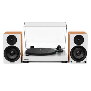 Fluance RT81 Elite High Fidelity Vinyl Turntable (White) with Ai41 Powered 5" Stereo Bookshelf Speakers (Lucky Bamboo), Diamond Stylus, Belt Drive, Built-in Preamp, 90W Class D Amplifier, Bluetooth White / Bamboo product image