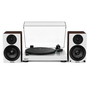 Fluance RT81 Elite High Fidelity Vinyl Turntable (White) with Ai41 Powered 5" Stereo Bookshelf Speakers (White Walnut), Diamond Stylus, Belt Drive, Built-in Preamp, 90W Class D Amplifier, Bluetooth White / White Walnut product image