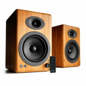 Audioengine A5+ Powered Bookshelf Speakers – 150W High-Fidelity Studio Monitors for Music, Gaming, Turntables & Home Theater Bamboo Wired product image