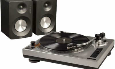 Crosley K100A-SI Belt-Drive Turntable Stereo System with Bluetooth Speakers, Silver Belt-Drive Turntable with Speakers product image