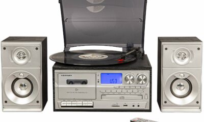 Crosley CR7014A-BK Eclipse 3-Speed Turntable with Bluetooth, AM/FM Radio, CD/Cassette Player, USB, SD Card Reader, Aux-in product image