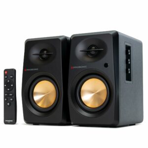 Prosonic BT30 Active Powered Bluetooth Bookshelf Speakers, Studio Monitor, Home Theater, Turntable with Optical Input, Coaxial Input, 2X RCA Aux Line Input, 80 Watts, (Black) product image