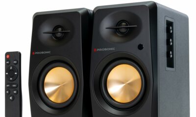 Prosonic BT30 Active Powered Bluetooth Bookshelf Speakers, Studio Monitor, Home Theater, Turntable with Optical Input, Coaxial Input, 2X RCA Aux Line Input, 80 Watts, (Black) product image
