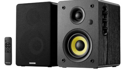 Sanyun SW206 4” HiFi Bookshelf Speakers with Studio Mode, 80W Active, Bluetooth 5.4/Optical/Coaxial/TRS/Aux/24bit DAC USB, for Turntable TV PC Desktop, MDF Cabinet, Remote Control, Black Black 4" product image