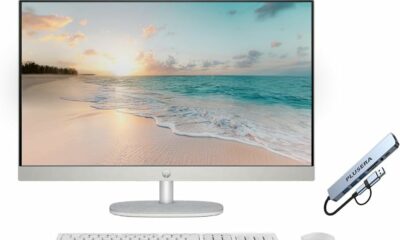 HP 27" FHD Touch-Screen All-in-One Desktop Computer, 12-Cores Intel Core Ultra 7 Processor, 64GB RAM 2TB SSD, Windows 11, Wireless Keyboard & Mouse, PLUSERA 8-in-1 Hub Included, White 64GB RAM | 2TB SSD Touch Screen product image