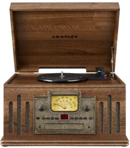 Crosley CR704B-WA Musician 3-Speed Turntable with Radio, CD/Cassette Player, Aux-in and Bluetooth, Walnut Bluetooth (new version) Walnut product image