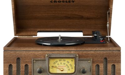 Crosley CR704B-WA Musician 3-Speed Turntable with Radio, CD/Cassette Player, Aux-in and Bluetooth, Walnut Bluetooth (new version) Walnut product image