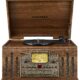 Crosley CR704B-WA Musician 3-Speed Turntable with Radio, CD/Cassette Player, Aux-in and Bluetooth, Walnut Bluetooth (new version) Walnut product image