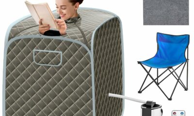 COSTWAY Portable Steam Sauna, 3L Foldable Sauna Spa with Remote Control, 9-Gear Temperature and Timer, Atomization Function, Personal Sauna Tent for Weight Loss, Detox Relaxation at Home (Grey) Gray product image