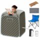 COSTWAY Portable Steam Sauna, 3L Foldable Sauna Spa with Remote Control, 9-Gear Temperature and Timer, Atomization Function, Personal Sauna Tent for Weight Loss, Detox Relaxation at Home (Grey) Gray product image