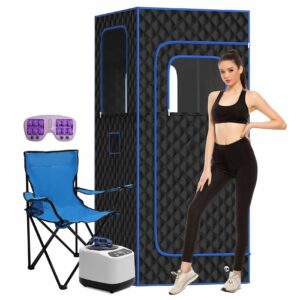 Slendor Portable Sauna, Steam Sauna for Home, Sauna Box with 3L Steamer, Sauna Tent with Folding Chair, Indoor Sauna with Remote Control, 9 Levels at Home Sauna, Portable Sauna 2.6’ x 2.6’ x 5.9’ cotton filled product image
