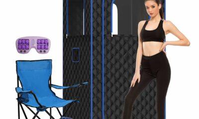 Slendor Portable Sauna, Steam Sauna for Home, Sauna Box with 3L Steamer, Sauna Tent with Folding Chair, Indoor Sauna with Remote Control, 9 Levels at Home Sauna, Portable Sauna 2.6’ x 2.6’ x 5.9’ cotton filled product image