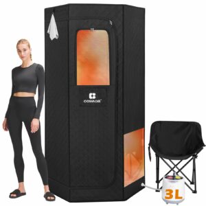 COSVALVE Portable Steam Sauna Box with Red Light Therapy, Hexagon Sauna Tent, 1200W