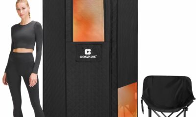 COSVALVE Portable Steam Sauna Box with Red Light, Hexagon Sauna Tent, Personal Indoor Sauna Room for Relaxation, at Home Sauna Spa w/3L 1200W Steam Generator, Remote Control, Timer, Folding Chair product image