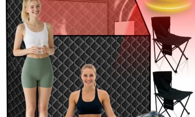 Smartmak 2 Person Portable Steam Infrared Sauna Box with 660nm Red Light Therapy Lamp for Home Relaxation, 4 L 1500W Steamer Extra Large Full Body Saunas Spa Tent, Remote Control, 2 Folding Chairs 2 Person Steam Sauna product image