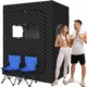 2 Person Sauna for Home, 1 or 2 Person Portable Steam Sauna with 2 1000W Sauna Steamers, 2 Floding Chairs, 9 Levels Adjustable, 99 Minutes Timer, Steamer Included (Black) product image