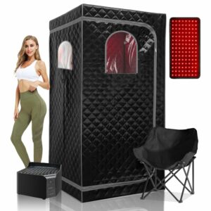 Infrared Portable Sauna Tents with Heating Machine for Home Spa, Indoor Dry Sauna Box with Red Light,Foldable Chair,Side Pocket Personal Saunas Red Light Dry Sauna product image