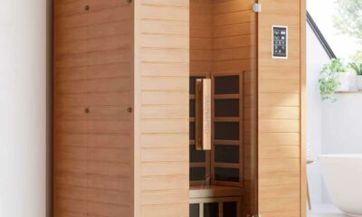 2- Person Infrared Sauna, Remotely Controllable Indoor Sauna, Low EMF 1500W/120V LCD Heater, WiFi & BT Control, 9-Color Light Therapy, Safe Flame-Retardant Material, Wood 2-person sauna/47.24" x 39.37" x 72.83" product image