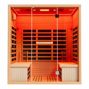 Albott Infrared Sauna 4 Person, Infrared Saunas for Home, Low EMF 2145W/110V/20A Hemlock Wood Dry Sauna with Tourmaline Foot Warmer, 7-Color Light Therapy & Ambient Light Strips, 63.2"x47.2"x75.2" Canadian Hemlock Wood 4 Person Sauna/63.2"x47.2"x75.2" product image