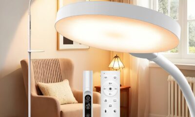 Light Therapy Lamp, 3-in-1 Floor Lamp 11000 Lux, Sunlight Lamp with Remote & Timer, LED UV-Free Sun Lamp with Adjustable 10 Brightness & 5 Color Temperature for Living Room Bedroom Office, White product image