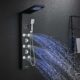 LED Rainfall Shower Tower System, Stainless Steel Hydroelectric Shower Panel Tower System (No battery need) with 6 Pcs Body Jets, Black Black - 6 Body Jets product image