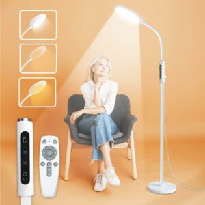 PRIMETEK Light Lamp, Dual Control with Remote & Touch Screen, 10000LUX, Adjustable Neck, Multi-Purpose, Portable, LED Light Technology, 5 Color Temperatures & 10 Brightness Levels, UV-Free White product image