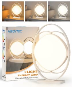 HIBOITEC Light Therapy Lamp - 10000 Lux UV-Free Sun Light With 3 Color Temperature, 5 Adjustable Brightness, Timer & Memory Function - Happy Mood Light for Office Home, White product image