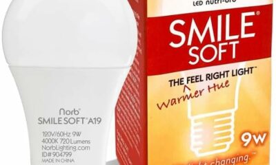 NorbSMILE Soft Full Spectrum Light Bulb. Sunlike Softer-Hue A19 Wellness LED. Boost Energy, Mood & Performance, Support Circadian Rhythm, Near-Perfect Color Rendering, Patented, US Based (1-Pack) Smile Soft 9W (1 Pack) product image