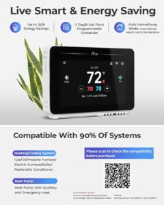 Vine Smart Thermostat for House with Nightlight, 4.3 Inches WiFi Thermostats for Home Compatible with Alexa and Google Assistant, 7day x 8period Programmable, C-Wire Required product image
