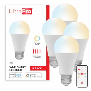UltraPro 51453 Wi-Fi Smart Light Bulb A19 60W (4-Pack)