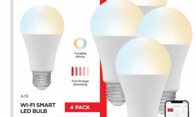 UltraPro Wi-Fi LED Smart Light Bulb, A19, 60W Equivalent, White Select Tunable 2700K - 6500K, Full-Range Dimmability, 2.4GHz Router Required, Circadian Rhythm, Easy-to-Use App, 4 Pack, 51453 White Tunable 4 Pack product image