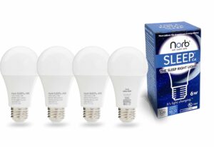 NorbSLEEP - Sleep Light Low-Blue LED Light Bulb for Bedtime and Evening, for Restful, Healthy Sleep for All Ages (Baby and Adults) (6W 4 Pack) 6W (4 Pack) product image