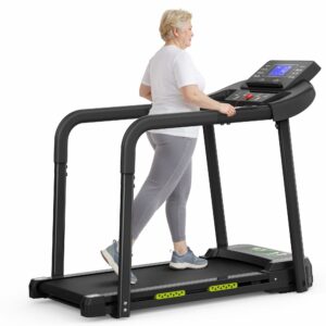 Treadmills for Seniors, Treadmills for Home with Long Handrails, Heart Rate Monitor, Bluetooth App Control, Ideal Treadmill for Elderly & Family Use black product image