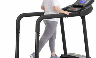 Treadmills for Seniors, Treadmills for Home with Long Handrails, Heart Rate Monitor, Bluetooth App Control, Ideal Treadmill for Elderly & Family Use black product image