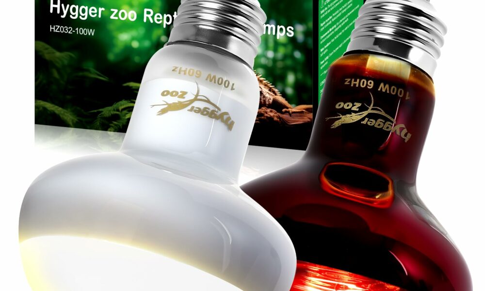 100W Reptile Heat Lamp Bulbs 2-Pack — UVA Daylight & Infrared Night Combo, Efficient Basking Light for Bearded Dragon, Lizard, Turtle, Chicken, E26 Base 100W Multi-colored product image