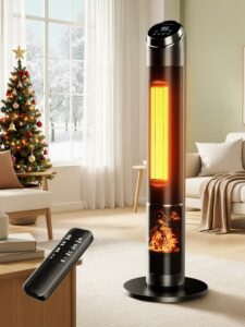 Uthfy 38-Inch Oscillating Space Heater with Flame Effect